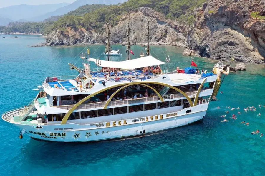 Guests exploring nature and ancient ruins at Olympos Bay