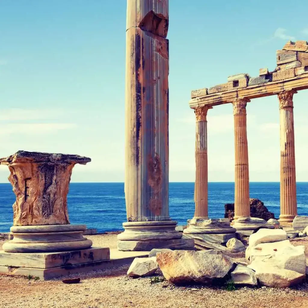 Temple of Apollo during private Side and Manavgat tour from Antalya Description: One of Side’s most iconic ruins, the Temple of Apollo offers epic seaside photo opportunities.