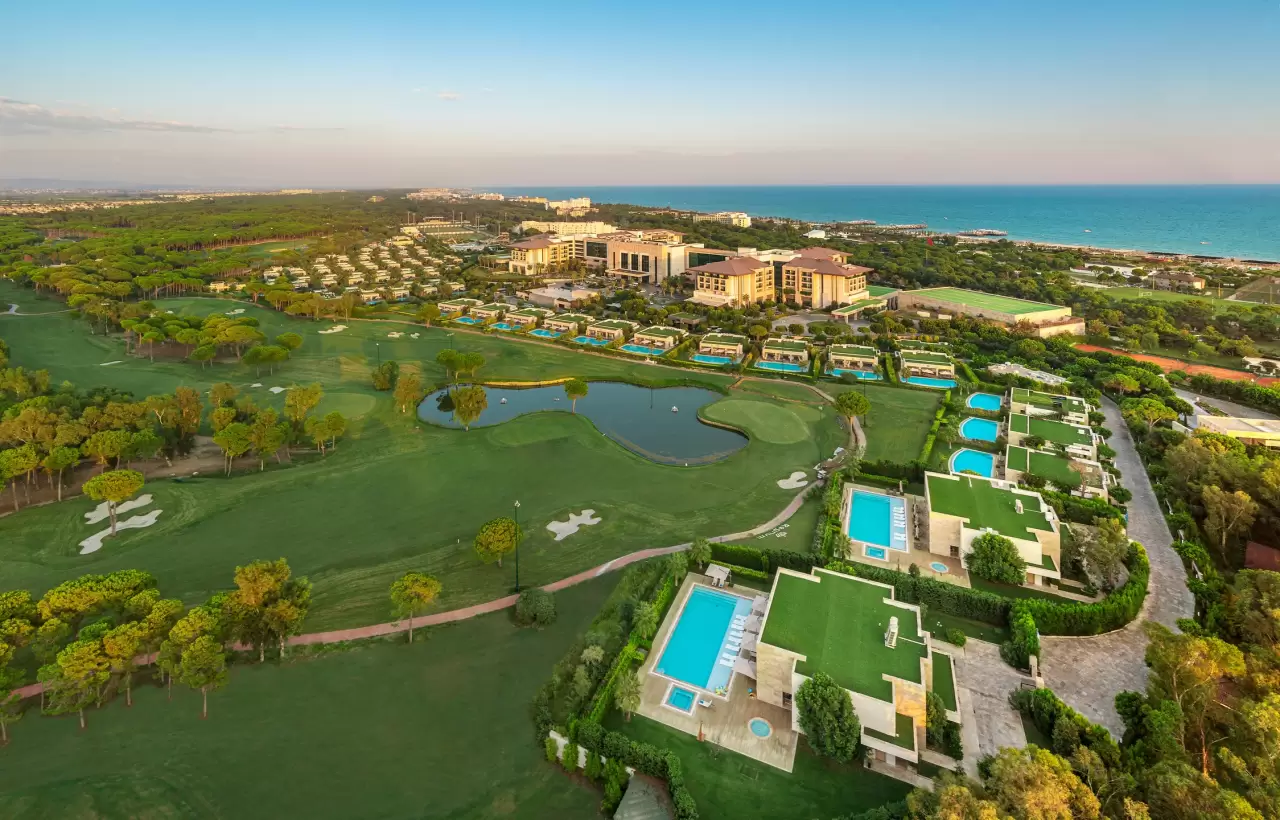 General view of Belek showing luxury golf courses and Mediterranean beaches.