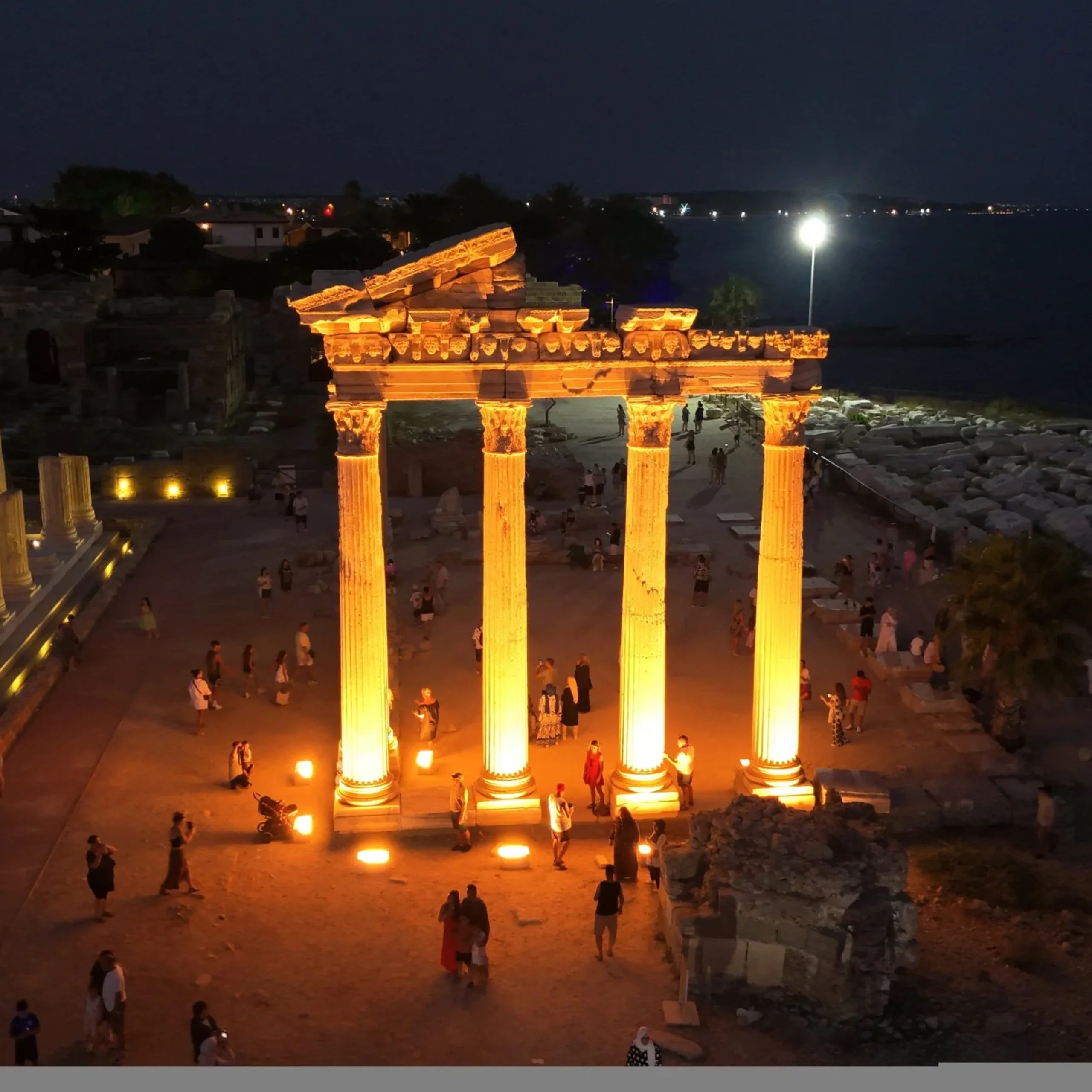 Side Ancient City ruins and Temple of Apollo at sunset